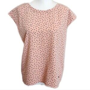 Abercrombie and Fitch Essentials silky pink cap sleeve blouse w/ black dots M